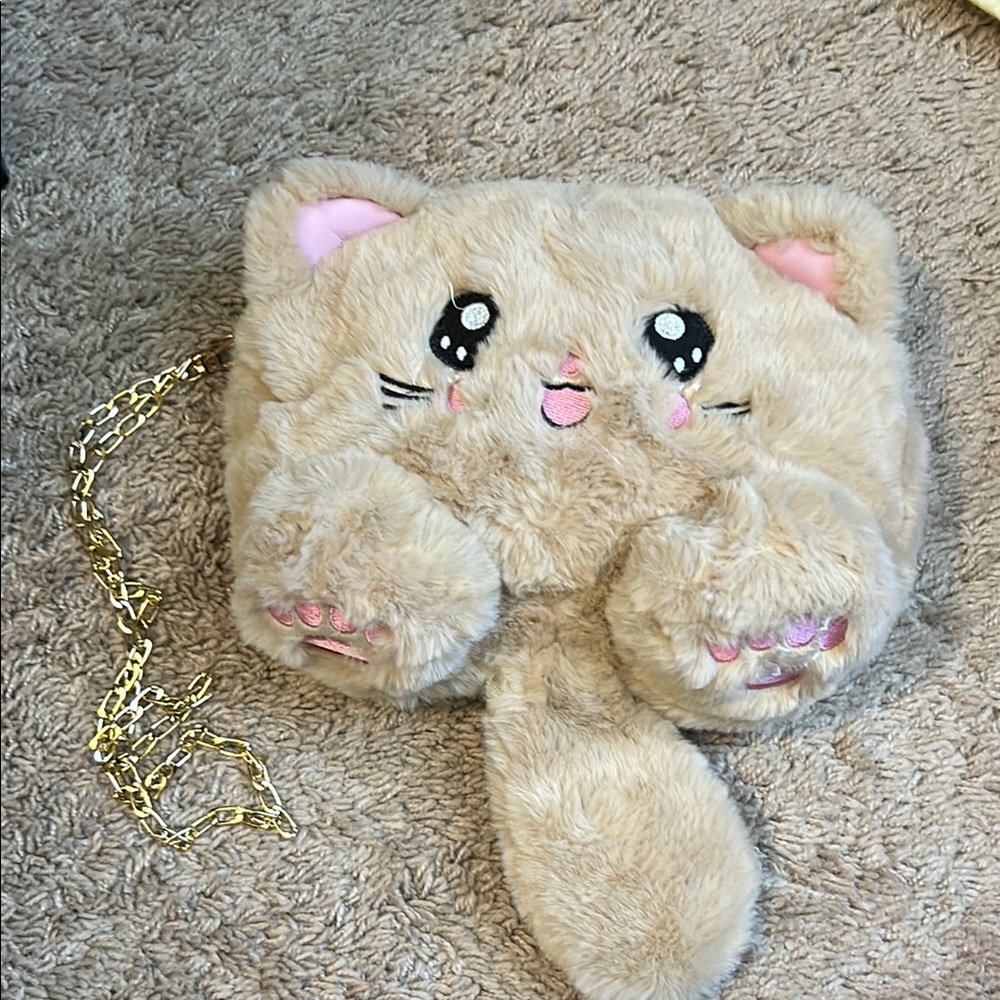 Cat Plush shoulder purse bag, new